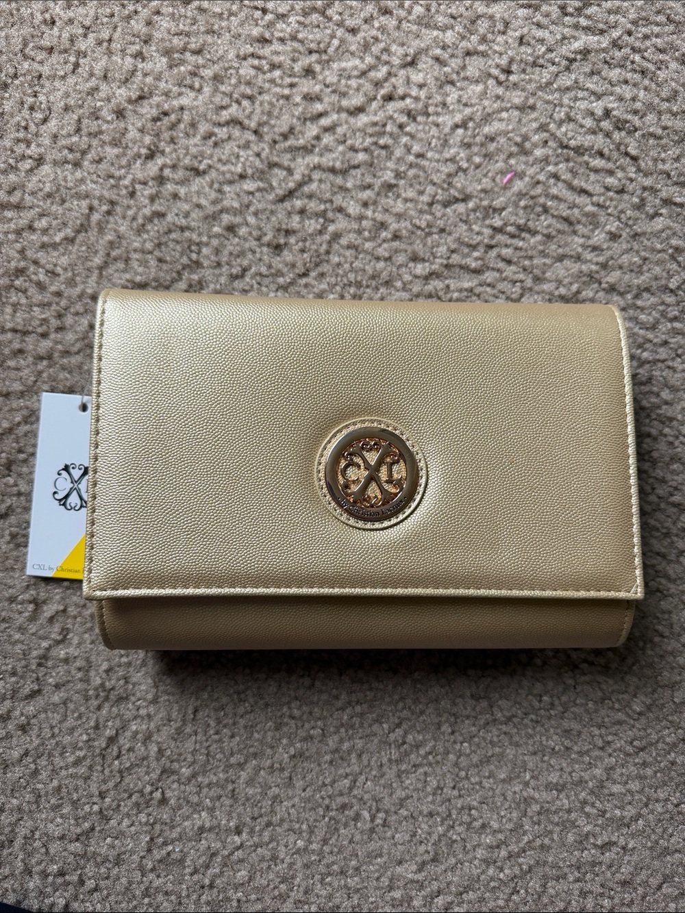 Christian Lacroix Metallic Gold Snap Bag with Gold Chain Strap